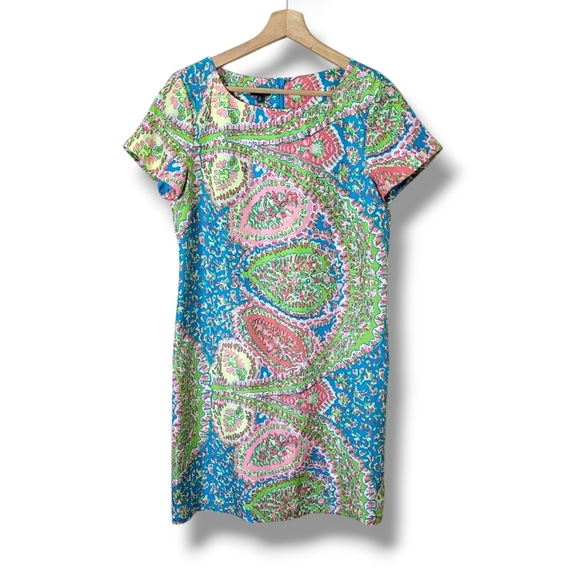 NWT Talbots 100% Silk Pastel Sheath Dress Women's Size 8 Lined Short Sleeve - Picture 2 of 9